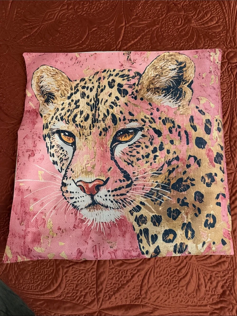 Leopard Print Decorative Throw Pillow Cover in Pink
